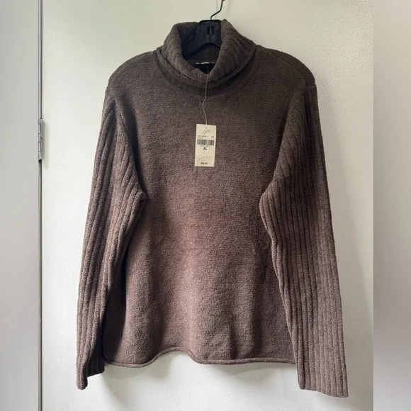 J. Jill Brown Ribbed Turtleneck Sweater - Picture 1 of 9
